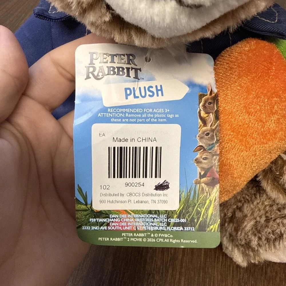 Peter Rabbit Plush 12" Stuffed Bunny w Carrot Jacket Dan Dee New w Tag - Picture 3 of 3